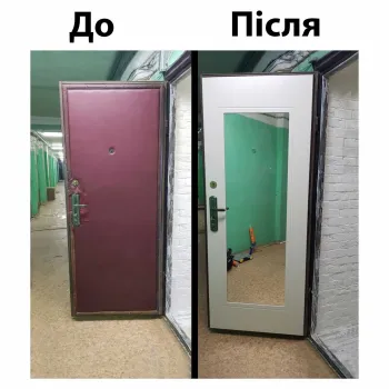 Установка мдф накладки з дзеркалом на двері